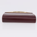 CARTIER Hand Wallet Trinity Leather Bordeaux Gold Silver Auth 195719A-9