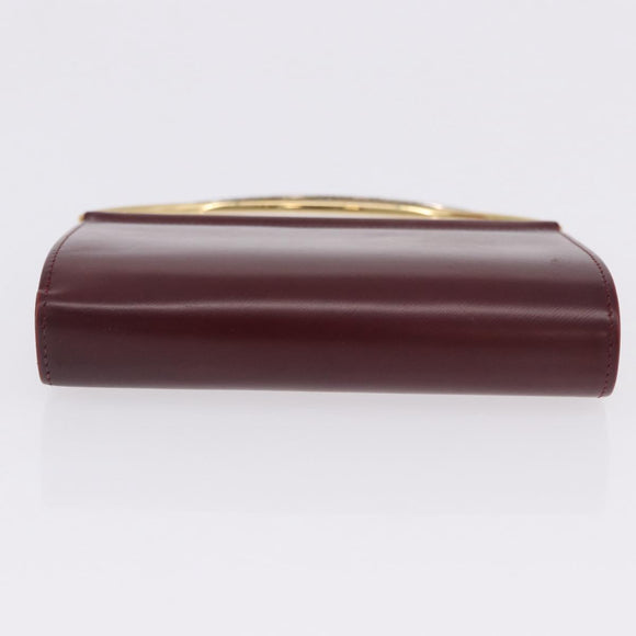 CARTIER Hand Wallet Trinity Leather Bordeaux Gold Silver Auth 195719A