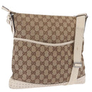 GUCCI GG Canvas Shoulder Bag Beige Silver 145857 Auth 195721-1