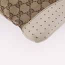 GUCCI GG Canvas Shoulder Bag Beige Silver 145857 Auth 195721-15