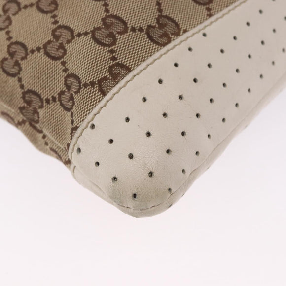 GUCCI GG Canvas Shoulder Bag Beige Silver 145857 Auth 195721