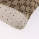 GUCCI GG Canvas Shoulder Bag Beige Silver 145857 Auth 195721-9