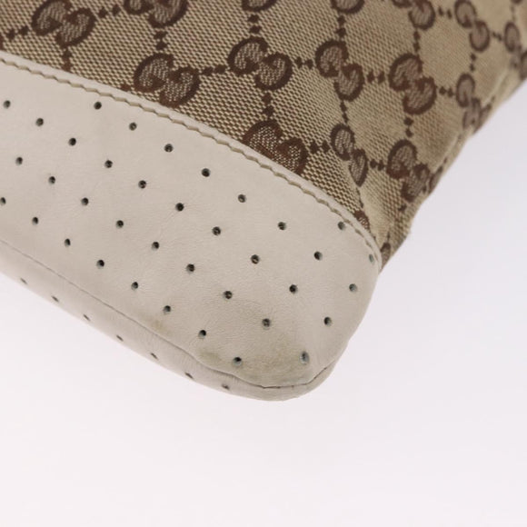 GUCCI GG Canvas Shoulder Bag Beige Silver 145857 Auth 195721