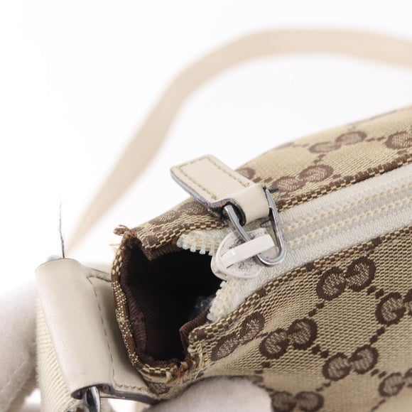 GUCCI GG Canvas Shoulder Bag Beige Silver 145857 Auth 195721