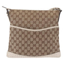 GUCCI GG Canvas Shoulder Bag Beige Silver 145857 Auth 195721-13