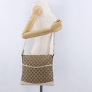 GUCCI GG Canvas Shoulder Bag Beige Silver 145857 Auth 195721-24