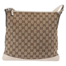GUCCI GG Canvas Shoulder Bag Beige Silver 145857 Auth 195721-2