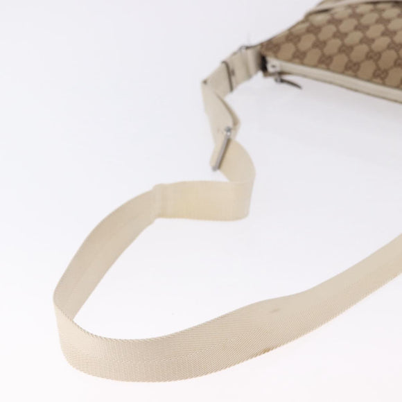 GUCCI GG Canvas Shoulder Bag Beige Silver 145857 Auth 195721