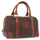 CELINE Macadam Canvas Hand Bag PVC Leather Brown Gold Auth 195723A-1