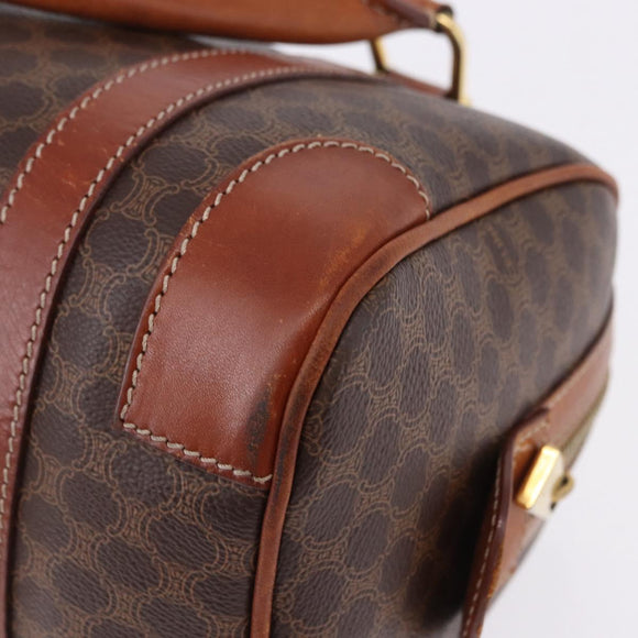 CELINE Macadam Canvas Hand Bag PVC Leather Brown Gold Auth 195723A