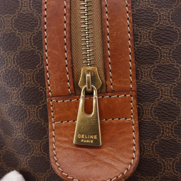 CELINE Macadam Canvas Hand Bag PVC Leather Brown Gold Auth 195723A
