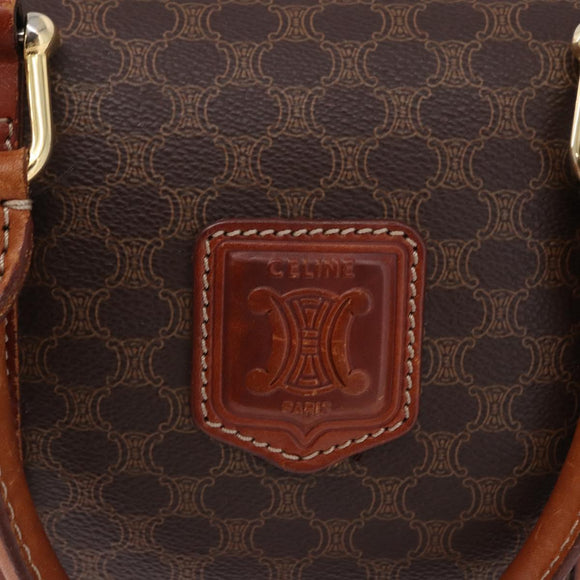 CELINE Macadam Canvas Hand Bag PVC Leather Brown Gold Auth 195723A