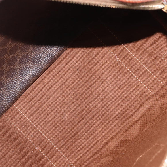 CELINE Macadam Canvas Hand Bag PVC Leather Brown Gold Auth 195723A