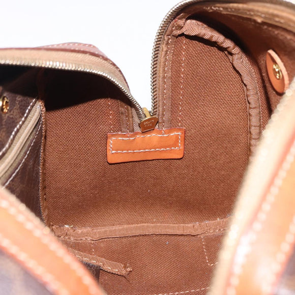 CELINE Macadam Canvas Hand Bag PVC Leather Brown Gold Auth 195723A