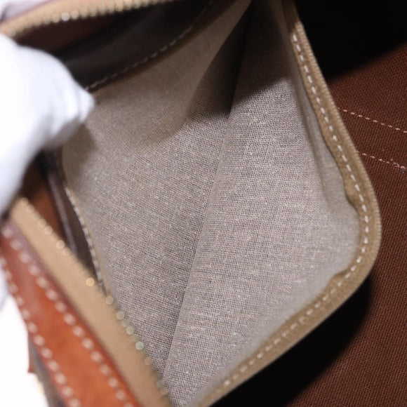 CELINE Macadam Canvas Hand Bag PVC Leather Brown Gold Auth 195723A