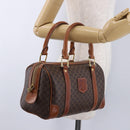 CELINE Macadam Canvas Hand Bag PVC Leather Brown Gold Auth 195723A-21