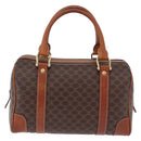 CELINE Macadam Canvas Hand Bag PVC Leather Brown Gold Auth 195723A-3