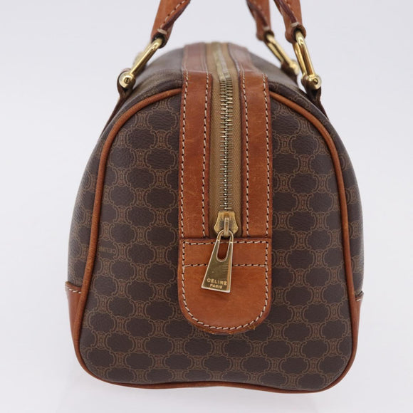 CELINE Macadam Canvas Hand Bag PVC Leather Brown Gold Auth 195723A