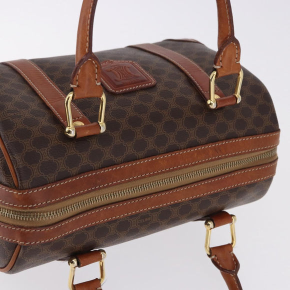 CELINE Macadam Canvas Hand Bag PVC Leather Brown Gold Auth 195723A