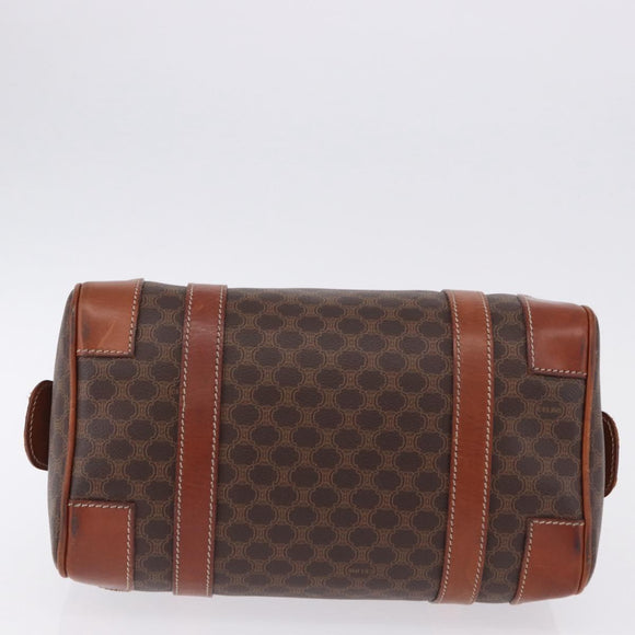 CELINE Macadam Canvas Hand Bag PVC Leather Brown Gold Auth 195723A