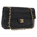 CHANEL Matelasse Chain Shoulder Bag Lamb Skin Black Gold CC Auth 195725-1