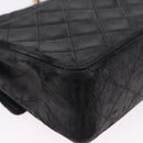 CHANEL Matelasse Chain Shoulder Bag Lamb Skin Black Gold CC Auth 195725-15