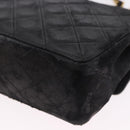 CHANEL Matelasse Chain Shoulder Bag Lamb Skin Black Gold CC Auth 195725-16