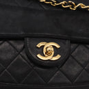 CHANEL Matelasse Chain Shoulder Bag Lamb Skin Black Gold CC Auth 195725-17