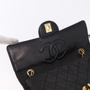 CHANEL Matelasse Chain Shoulder Bag Lamb Skin Black Gold CC Auth 195725-18