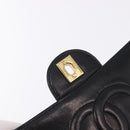 CHANEL Matelasse Chain Shoulder Bag Lamb Skin Black Gold CC Auth 195725-20