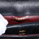 CHANEL Matelasse Chain Shoulder Bag Lamb Skin Black Gold CC Auth 195725-21