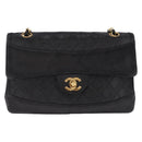CHANEL Matelasse Chain Shoulder Bag Lamb Skin Black Gold CC Auth 195725-13