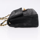 CHANEL Matelasse Chain Shoulder Bag Lamb Skin Black Gold CC Auth 195725-4