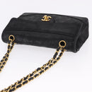 CHANEL Matelasse Chain Shoulder Bag Lamb Skin Black Gold CC Auth 195725-6