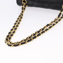 CHANEL Matelasse Chain Shoulder Bag Lamb Skin Black Gold CC Auth 195725-7