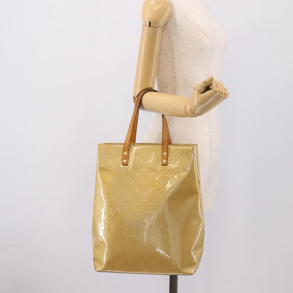 LOUIS VUITTON Monogram Vernis Reade MM Hand Bag Beige M91141 LV Auth 195729