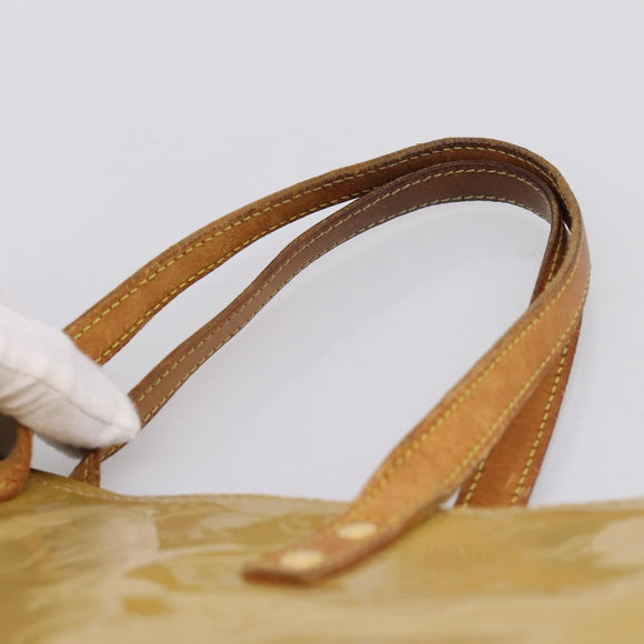 LOUIS VUITTON Monogram Vernis Reade MM Hand Bag Beige M91141 LV Auth 195729
