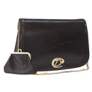 Christian Dior Chain Shoulder Bag Leather Dark Brown Gold Auth 195730-1
