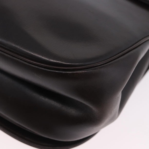 Christian Dior Chain Shoulder Bag Leather Dark Brown Gold Auth 195730