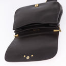 Christian Dior Chain Shoulder Bag Leather Dark Brown Gold Auth 195730-16
