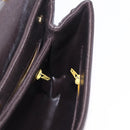 Christian Dior Chain Shoulder Bag Leather Dark Brown Gold Auth 195730-19
