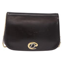 Christian Dior Chain Shoulder Bag Leather Dark Brown Gold Auth 195730-2
