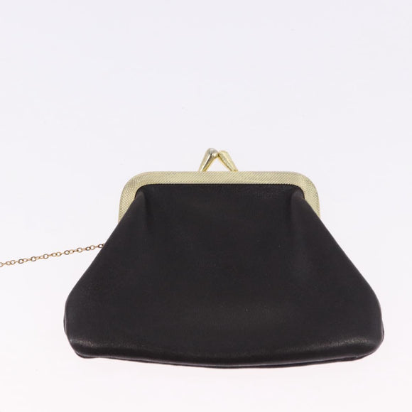 Christian Dior Chain Shoulder Bag Leather Dark Brown Gold Auth 195730