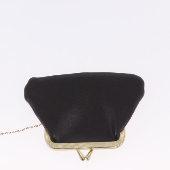 Christian Dior Chain Shoulder Bag Leather Dark Brown Gold Auth 195730