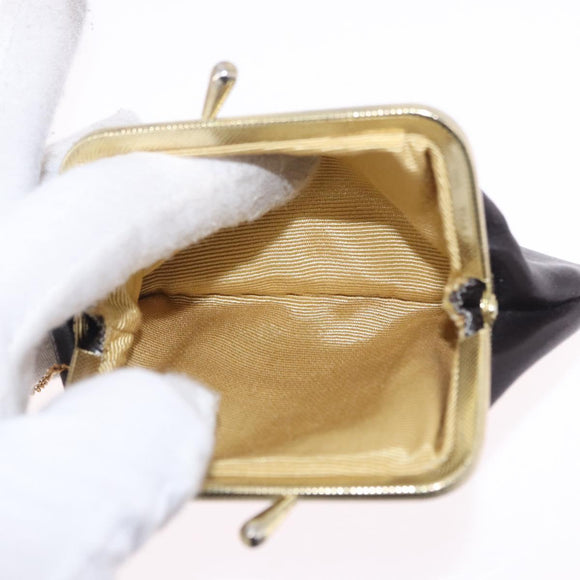 Christian Dior Chain Shoulder Bag Leather Dark Brown Gold Auth 195730