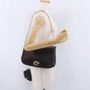Christian Dior Chain Shoulder Bag Leather Dark Brown Gold Auth 195730-26