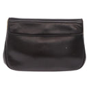 Christian Dior Chain Shoulder Bag Leather Dark Brown Gold Auth 195730-4