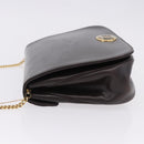 Christian Dior Chain Shoulder Bag Leather Dark Brown Gold Auth 195730-6