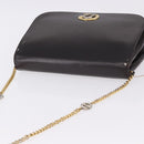 Christian Dior Chain Shoulder Bag Leather Dark Brown Gold Auth 195730-7