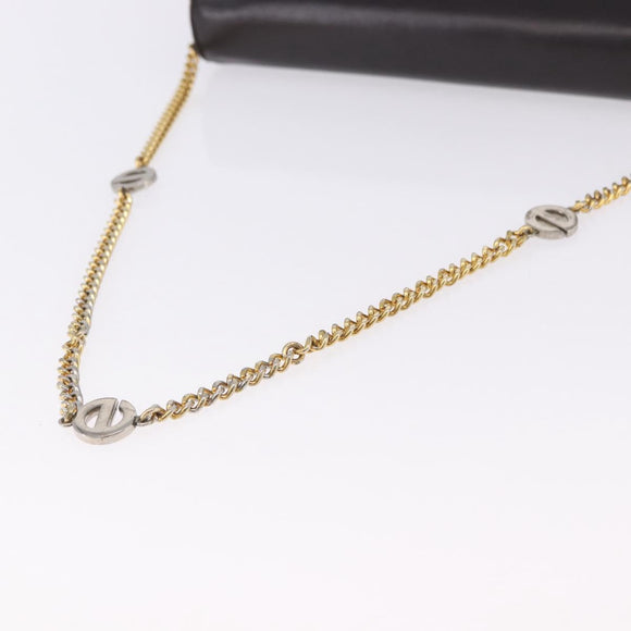 Christian Dior Chain Shoulder Bag Leather Dark Brown Gold Auth 195730